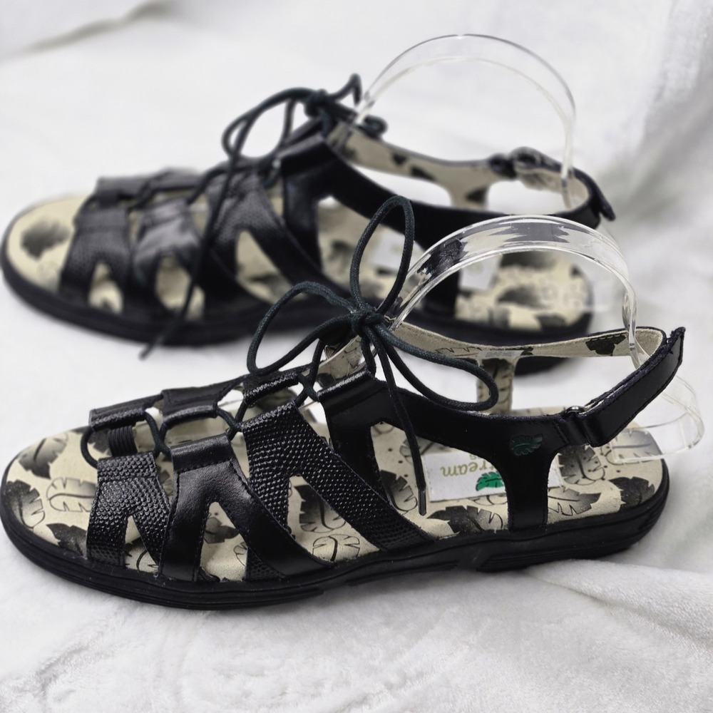 Golfstream Shoes women's sandals size 9M leather strappy‎ black excellent